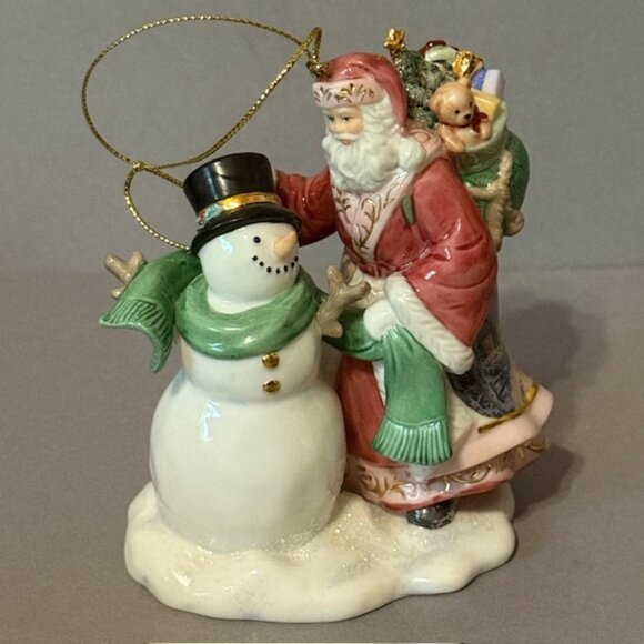 Vintage Thomas Kinkade Christmas Ornament Bradford Porcelain Santa Spirit Glow - Picture 1 of 5